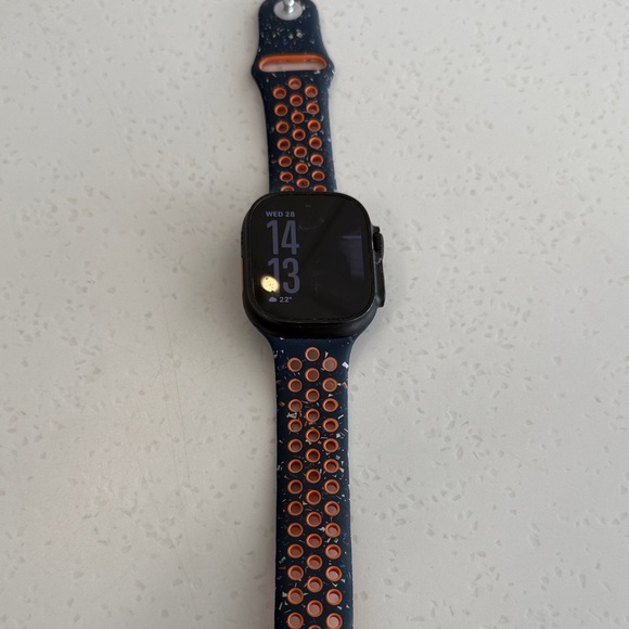 Apple Watch Ultra 2 Stylish Smartwatch with Navy and Orange Nike Band